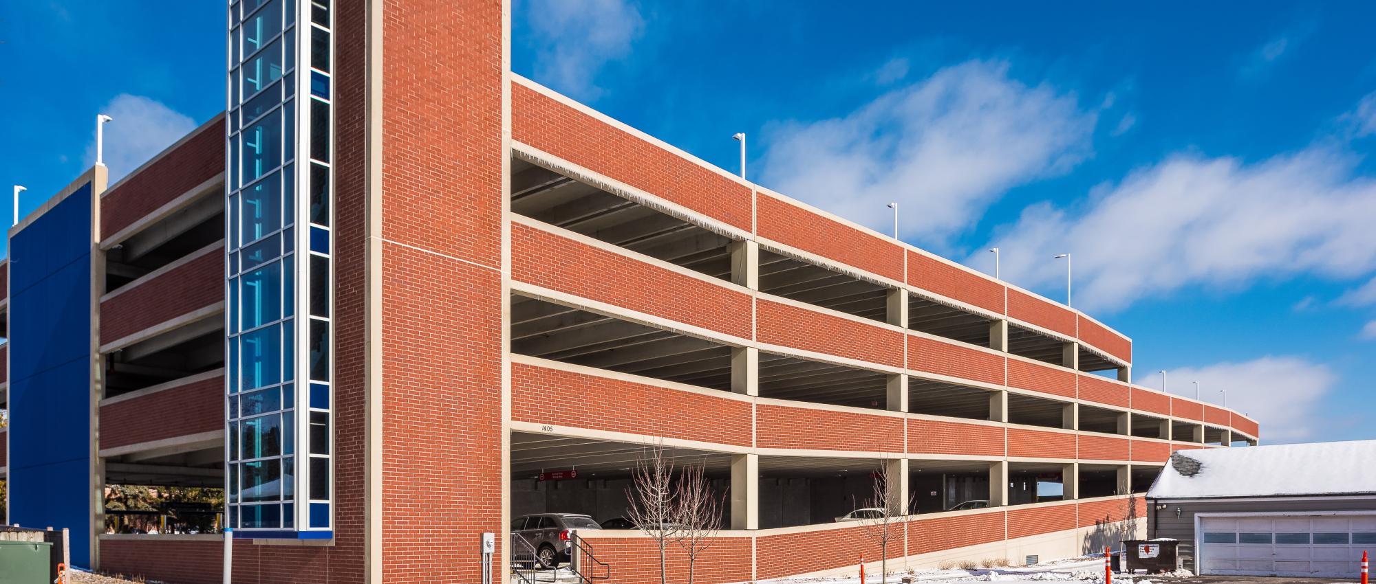 Aurora University Parking Deck, another corner view.